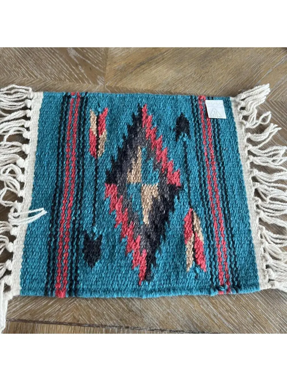 El Paso Blanket Company Woven Table Rug Fringe 90% Wool 15” X 10.5”